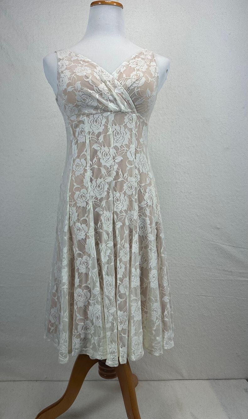 Glamour Sheer Lace Flowy Boho Coquette Cottagecore Dress SZ 6P Whimsy Fairycore
